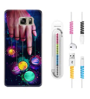 Samsung S7 Edge S20 Fe Plus Ultra S21 S22 Kılıf Kablo Koruma Spiral Silikon Finger planet 1740