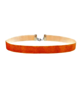 Turuncu Renk Kadın Kadife Choker