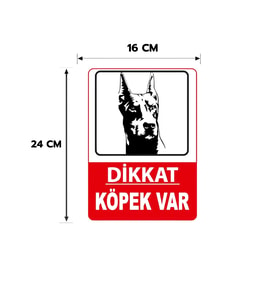 6 Adet Dikkat Köpek Var İzinsiz Girilmez Yapışkanlı Sticker Levha, 16x24, 20x30 (A4), 30x42 (A3) Cm Boyut Seçeneklerinde Folyo Baskı Sticker, Kişiselleştirilebilir Levha