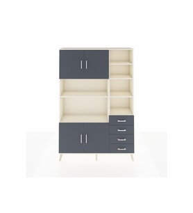 Arges Gardrop 9 Raflı 4 Çekmeceli 4 Kapaklı 132x30x195 Aytaşı-Antrasit