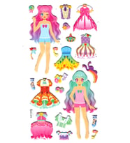 Sticker Kabartmalı Stiker Çıkartma Etiket (XHC073)-18x9 cm- Parti Kız Giydirme