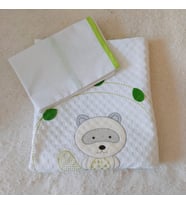 %100 Pamuk Koala Desenli Bebek Pike & Yastık Başı (Yeşil)