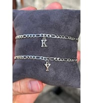 2 Adet Paslanmaz Çelik En İnce Figaro Bileklik Sevgili Arkadaş Çift Bilekliği eck55c (Metal)