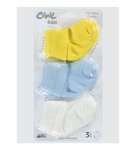 Civil Baby Bebek 3'lü Çorap Set 0-6 Ay Sarı