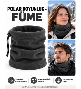 Unisex Polar Boyunluk, Kadın ve Erkek Uyumlu, Kışlık Ayarlanabilir Bağcıklı Yumuşak Polar Boyunluk