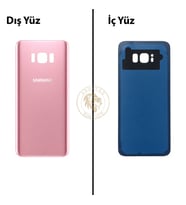 Samsung Galaxy S8 Plus Pembe Renk Arka Kapak Arka Cam Batarya Kapağı Pil Kapağı Lazer Kesim Back Cover Galaxy S8 Plus Uyumlu