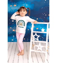 Pia Baby Premium %100 Pamuk İsme Özel Çocuk Pijama Takımı 1-8 Yaş 5092-14 (Pembe)