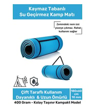 Premium Su Geçirmez Konforlu Taşıma Askılı Çift Taraflı Zemin Çadır Uyku Kamp Matı Yer Minderi 10 mm