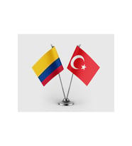 Türkiye ve Kolombiya Bayrağı İkili Saten Masa Bayrağı Takımı