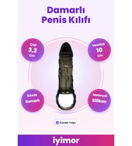 10 Cm Damarlı Siyah Penis Kılıfı ve Testis Halkalı Set – iyimor