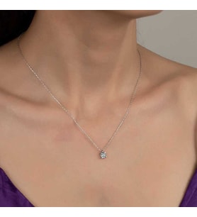 Swarovski Taşlı Gümüş Tektaş Bayan Kolye