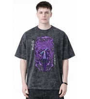 Solo Leveling Arise Sung Jin Woo Anime Baskılı Unisex Oversize Eskitme Yıkamalı Tişört
