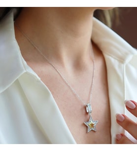 Stars Charm Gold Gümüş Kolye