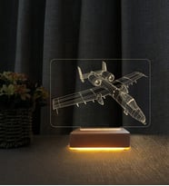 3D Jet Tasarımlı Kişiye Özel İsimli 3D Led Masa Lambası Doğum Günü Hediyesi Lamba