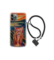 Apple Iphone 12 Pro Kılıf Silikon Desen Boyun Askılı Tablo Cat 1788