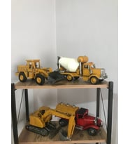 4 LÜ SET DEKORATİF METAL KEPÇE, METAL EKSKAVATÖR, METAL BETON MİKSERİ, METAL TANKER