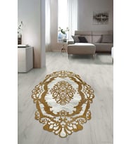 Dijital Baskılı Kaymaz Taban Yıkanabilir Lazer Kesim Salon Halısı Yolluk NLZR-SD-109 (Kahverengi)