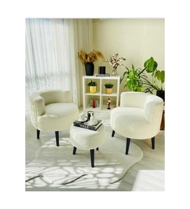 Çay Seti İkili Koltuk Berjer Ve Puf Takımı (salon, Balkon, Ofis) 3 Lü Takım