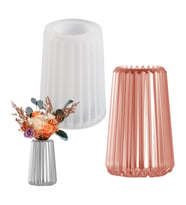 Tahtakale Toptancı Epoksi Silikon Kalıp Çizgili Geniş Vazo Kalıbı Beton Taş Tozu Vazo Mum Kalıbı 10.5X15.2 CM