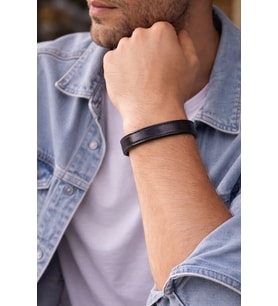 Terra Slim Noir – İnce Koyu Kahve Minimal Erkek Deri Bileklik-1379