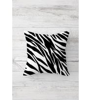 Zebra Desen Çift Tarafı Baskılı Gizli Fermuarlı Yastık Kılıfı Kırlent Koltuk Yastık Kılıfı (Siyah)