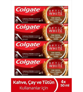 Colgate Optic White Kahve, Çay ve Tütün Kullanıcıları Için Diş Macunu 50 ml X4 Adet