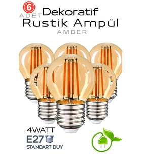 LED Dekoratif Retro 4w Rustik Ampül Amber Işık E27 Standart Duy 220v