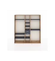 Arges Gardrop 10 Raflı 2 Çekmeceli 3 Askılı 220x30x243 Çam-Antrasit