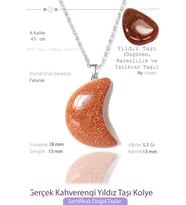 Sertifikalı Ay Model Gerçek Kahverengi Yıldız Taşı Kolye (Çok Renkli)