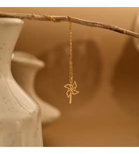 Kişiye Özel 925 Ayar Gümüş Minimalist Rüzgar Gülü Kolye (Gold)