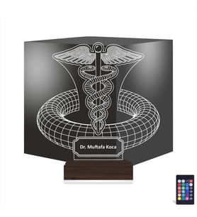 Luvivia Doktor Hediye Tıp Logo Kişiye Özel 3D Lamba - Masa Gece Lambası