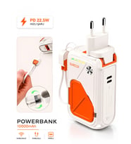 5'in 1 PD 22.5W Hızlı Şarj Powerbank - 10000mAh, Kablolu ve Kablosuz Standlı Çoklu Fişli Şarj Cihazı