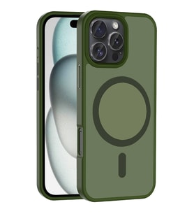 Lexroo iPhone 16 Pro Kılıf M-safe Şarj Özellikli Mat Arka Yüzey Sio Kılıf - Koyu Yeşil