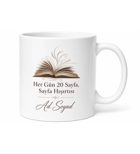 Kitap Okuma Alışkanlığı Her Gün 20 Sayfa Sayfa Hışırtısı Kupa Bardak Hediye