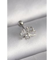 316L Çelik Gümüş Renk Zirkon Taş Detay Kurdele Model Tragus Piercing