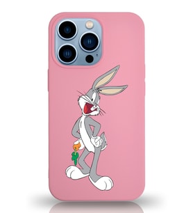 Apple iPhone 13 Pro  Lansman Kılıf Bugs Bunny Tasarımlı Altı Kapalı İçi Kadife Kaplı  Kapak (Şeffaf)