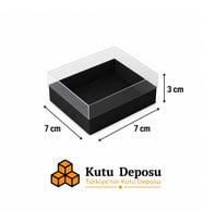 7x7x3 cm Asetat Kapaklı Takı Kutusu-Siyah (DEMONTE) (50 ADET)