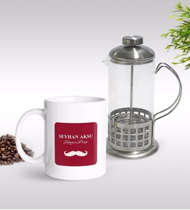 BK Gift Kişiye Özel Evimizin Direği Tasarımlı Kupa & French Press Seti-1 (Model 1)