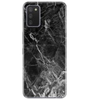 Kılıfland Samsung Galaxy A02S Kılıf Desenli Silikon Resimli Kapak Kara Mermer Kılıf 1375