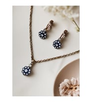 Zirkon Taşlı Minimal Papatya Desen Set