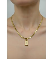 Çelik Mini Külçe altın kolye - Kadın çelik italyan zincir kolye - altın kaplama kolye - Külçe Kolye