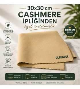 Kaşmir İpliğinden Üretilmiş Temizleme Bezi, Mikrofiber Malzeme, Ekranlar, Tabletler, Araba İçi Ekranı, Bilgisayar ve TV Ekranları İçin 200gr/M2 30x30 cm
