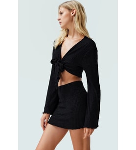Yazlık Şık Mini Etek Bluz Takım Polyester Dokuma Kumaş Premium Kalite Zarifane Tasarım