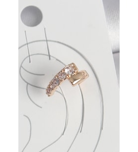 Pirinç Gold Renk Zirkon Taşlı Kadın Kıkırdak Küpe (Altın)