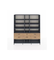 Hyperion Dolap 12 Raflı 6 Çekmeceli  220x44x243 Antrasit-Antrasit/Çam