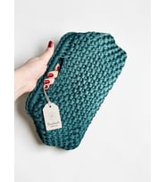 Zümrüt Yeşili El Yapımı Örgü Clutch Çanta – Penye İp Büyük El Çantası