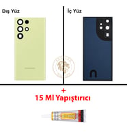 Samsung S23 Ultra Açık Yeşil Arka Pil Kapağı Batarya Kapağı Lazer Kesim + B-7000 Yapıştırıcı