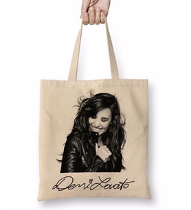Demi Lovato B&W Autografada Bez Çanta Uzun Saplı