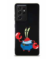 Samsung Galaxy S21 Ultra Soft Premier Kapak Bay Yengeç Tasarımlı Silikon Kılıf - Siyah (Şeffaf)