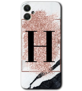 Galaxy A05 Kılıf HD Desen Baskılı Kılıf - Pembe Mermer Desenli H Harfi